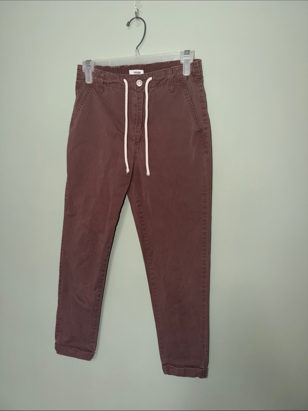 Kensie Jeans Drawstring Tapered Chino Pants Size 4/27 Dark Mauve